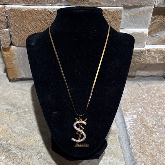 Jewelry - Large Gold and Crystal YSL pendant necklace